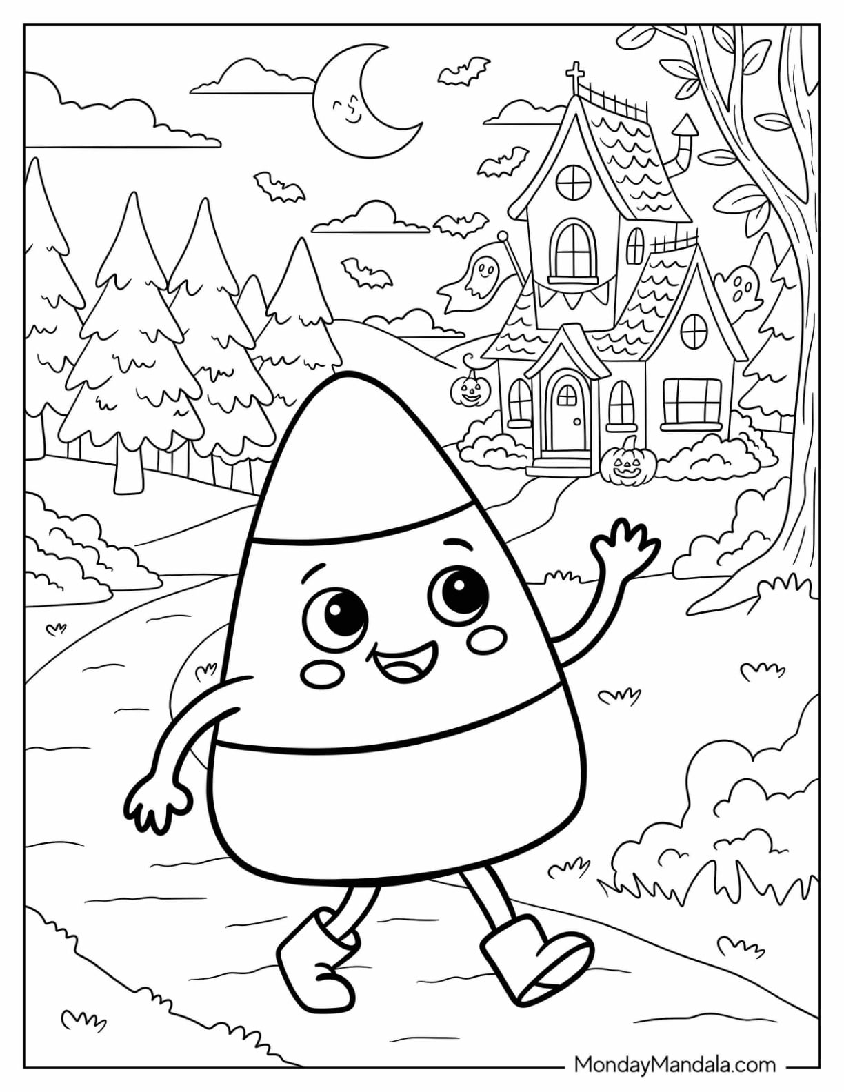 Candy Corn Walking Out of a Haunted House