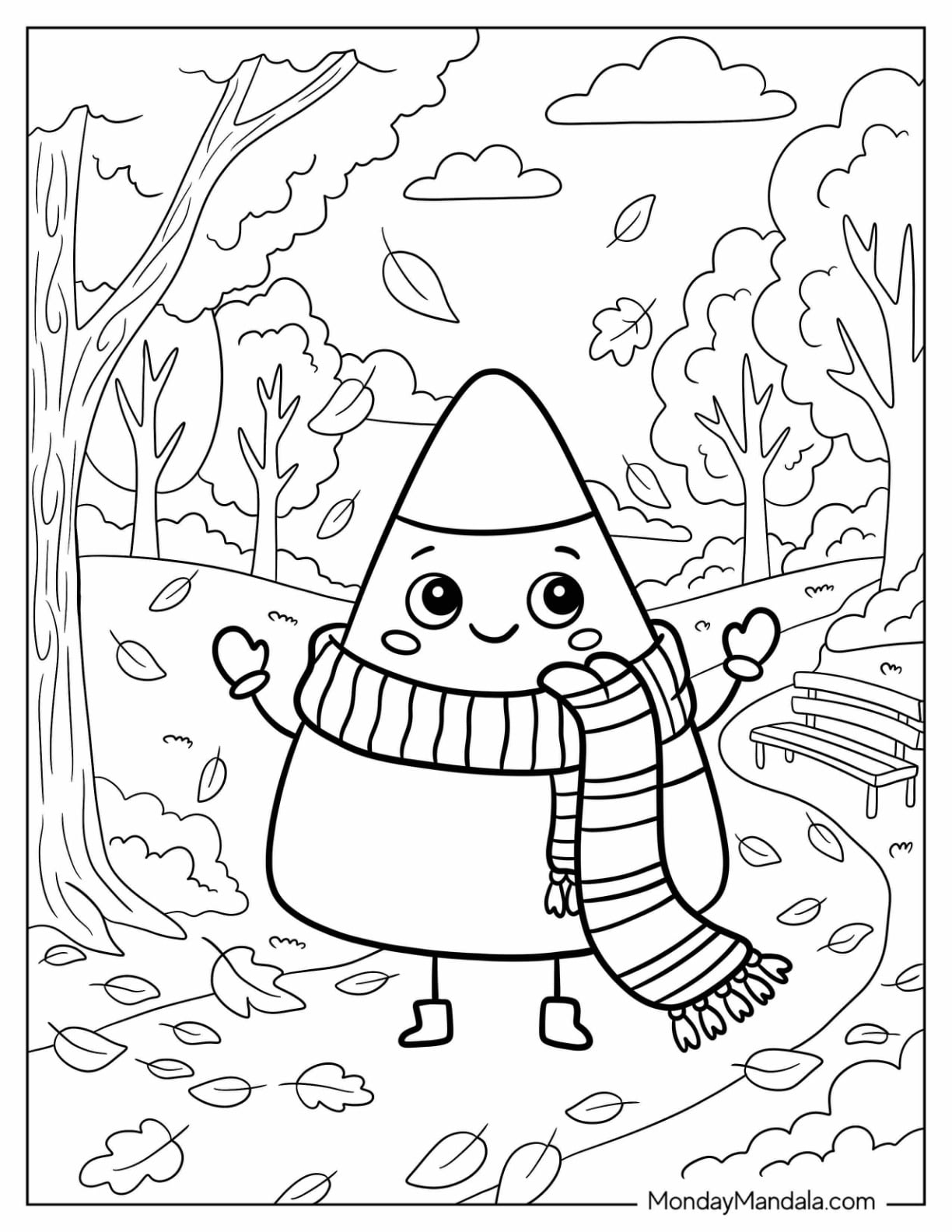 Candy Corn with Scarf on an Autumn Walk