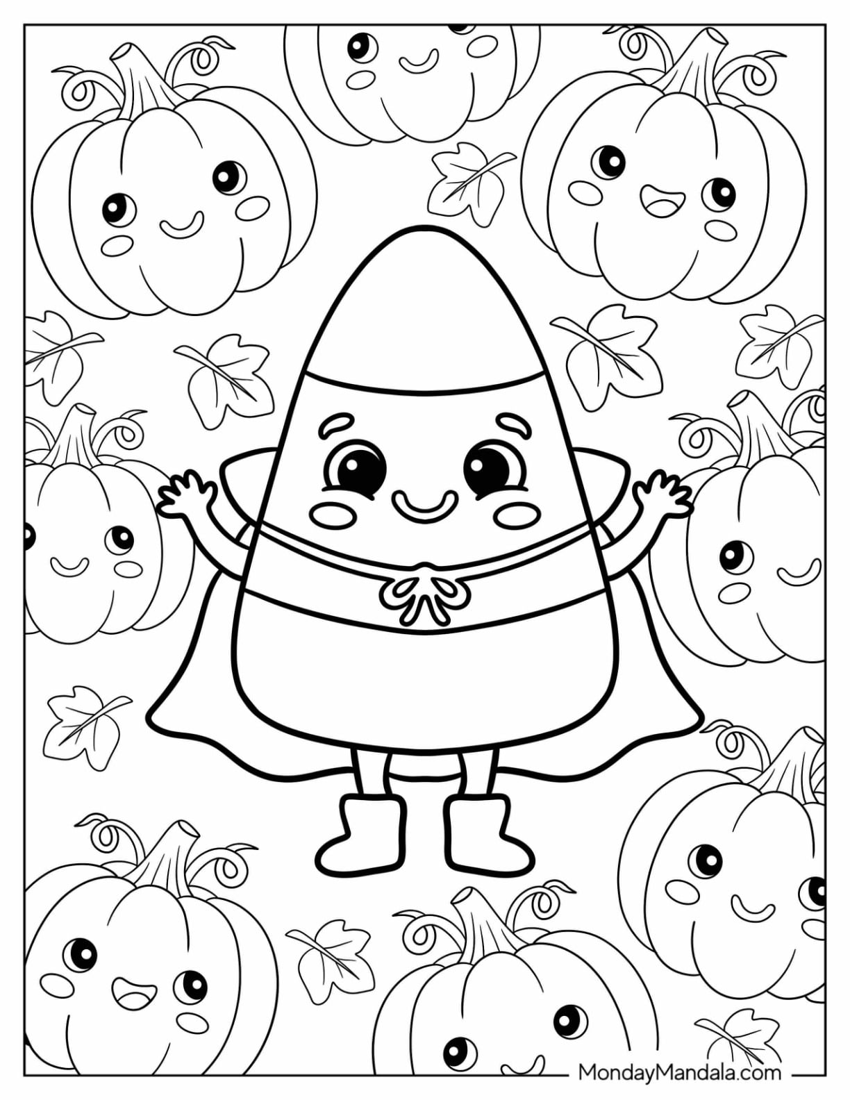 Candy Corn with a Cape Coloring Sheet