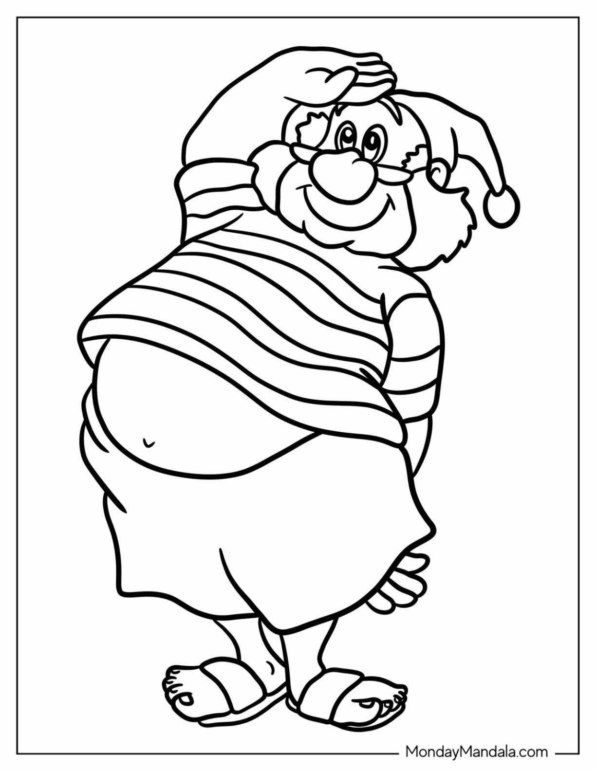 Peter Pan Coloring Page of Captain Hook’s Friendly Pirate Smee in Pajamas for Kids