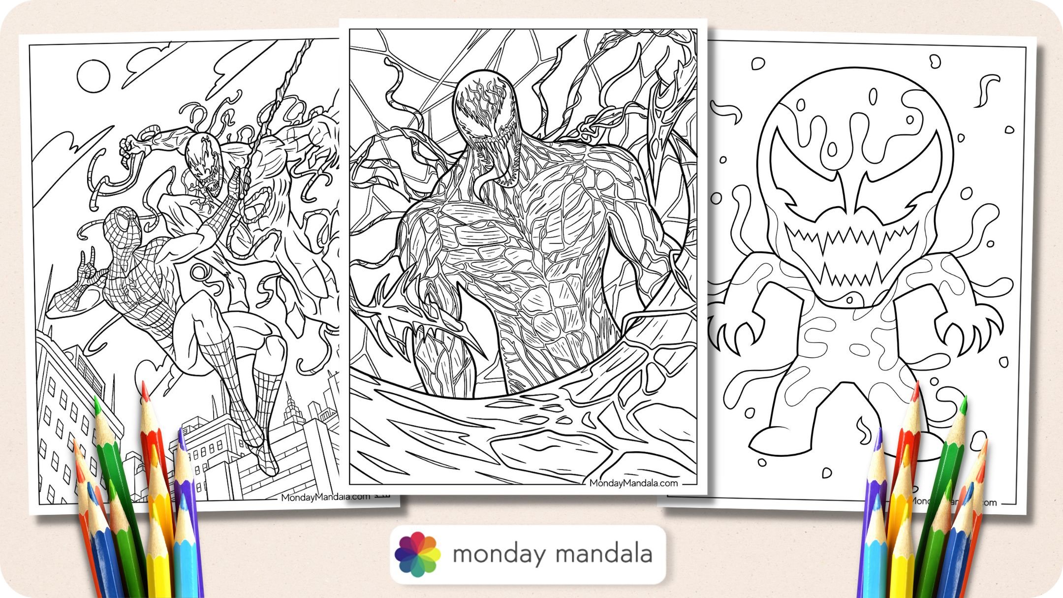 venom vs spiderman coloring pages