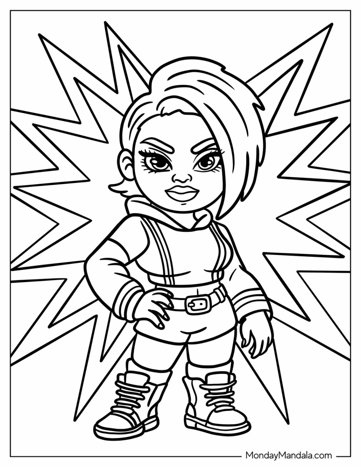 Cartoon Baddie Coloring Page for Kids