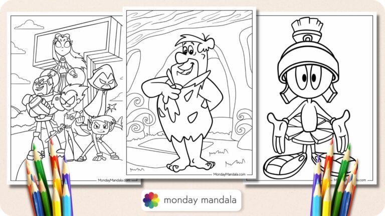 30 Cartoon Coloring Pages (Free PDF Printables)