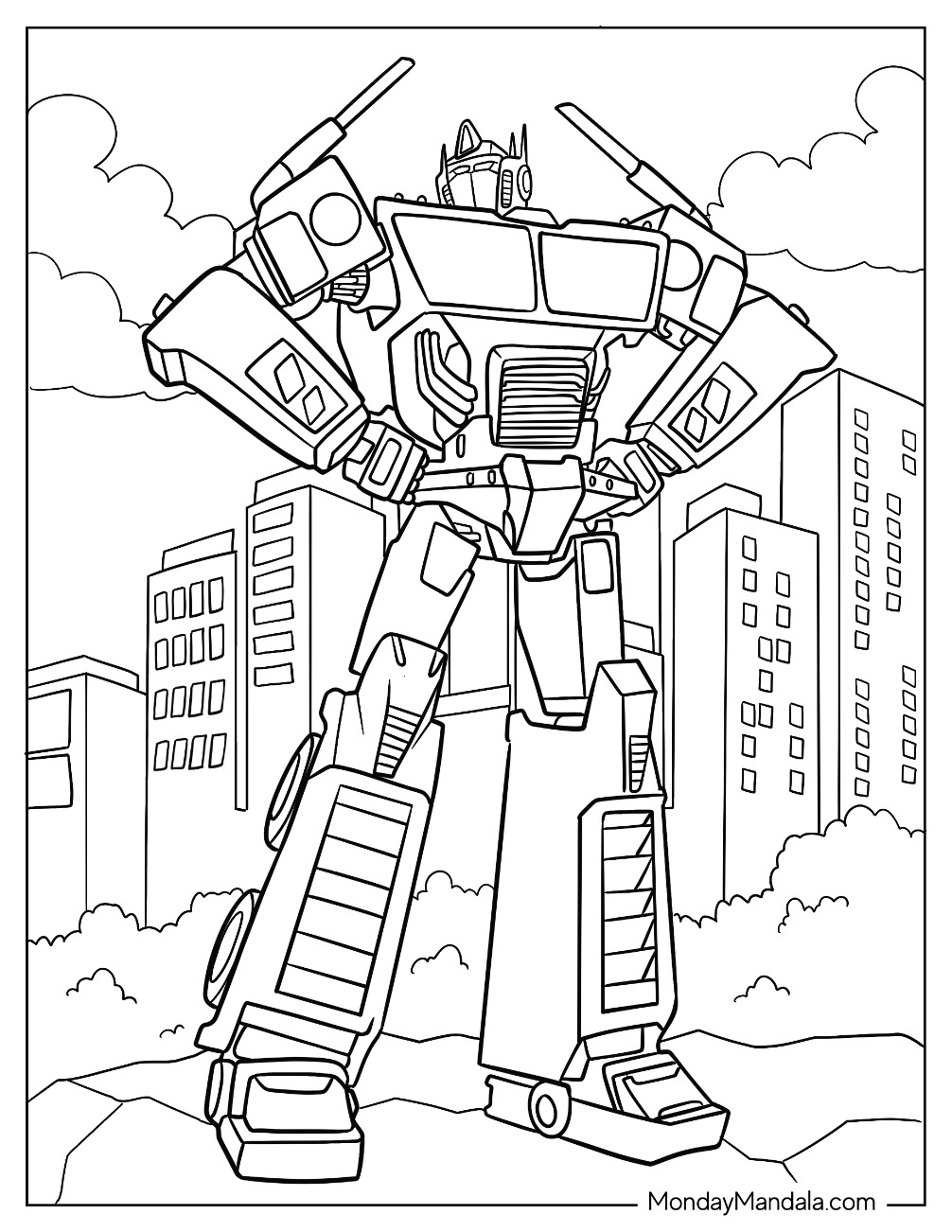 Coloring Sheet Of Optimus Prime