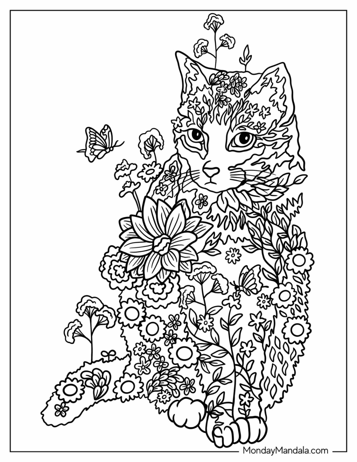 Cute Aesthetic Cat Coloring Pages