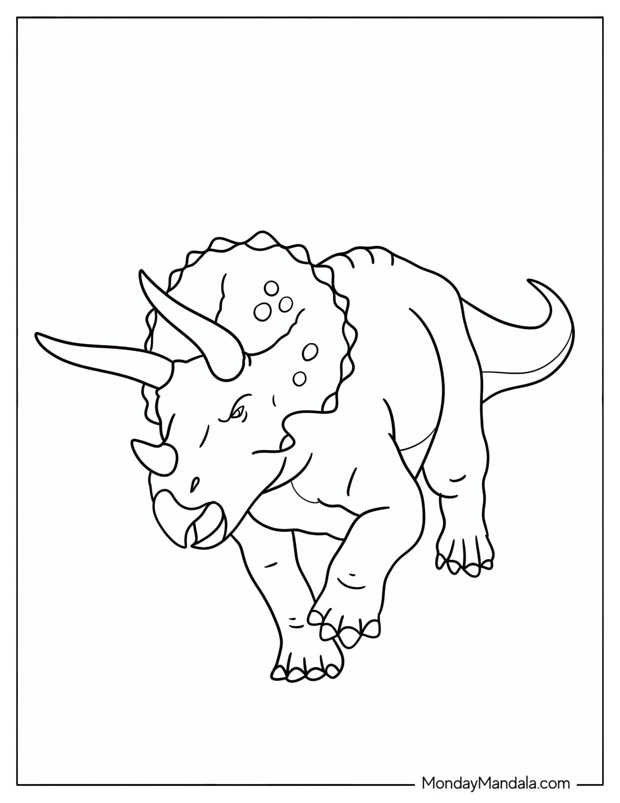 Charging Triceratops Coloring Page
