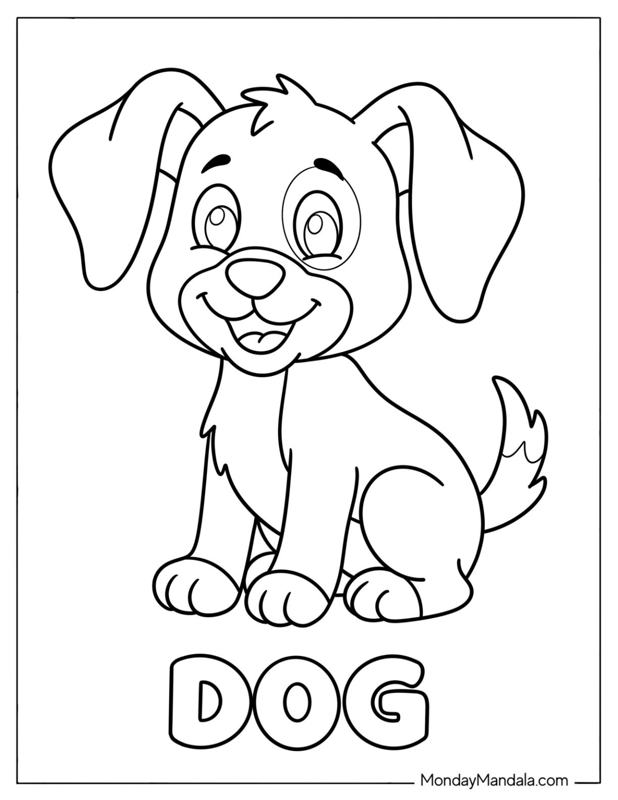 Cheerful Little Dog Coloring Page for Toddlers