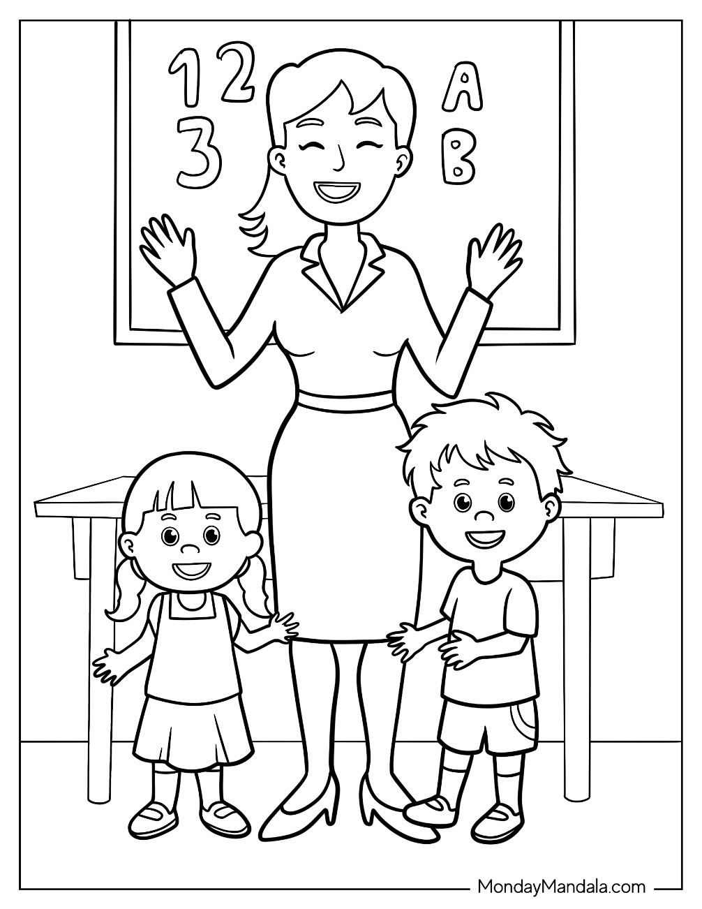 Teacher Coloring Teaching Clipart Pages Class Drawing Appreciation Book 