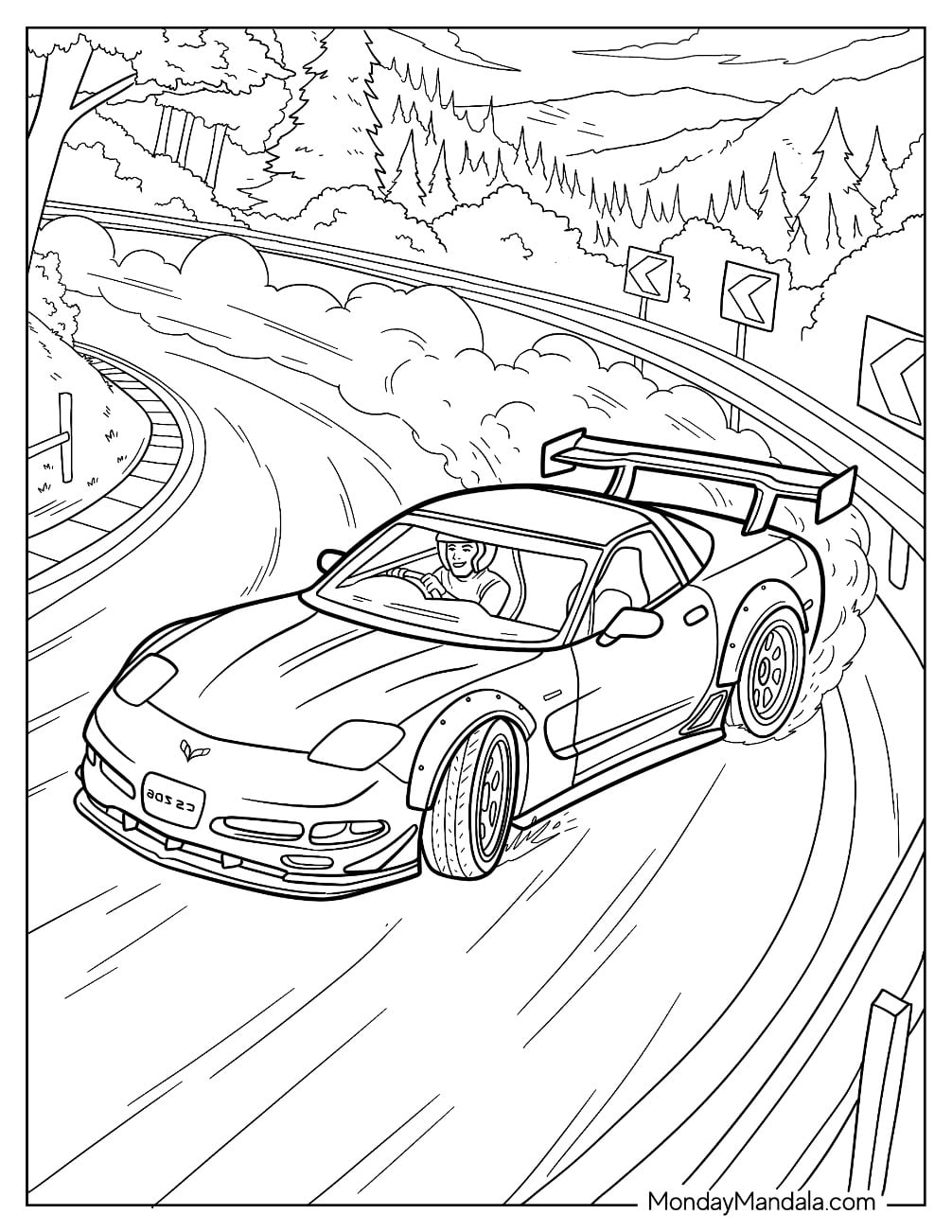 Chevrolet Corvette Drifting Around a Mountain Road
