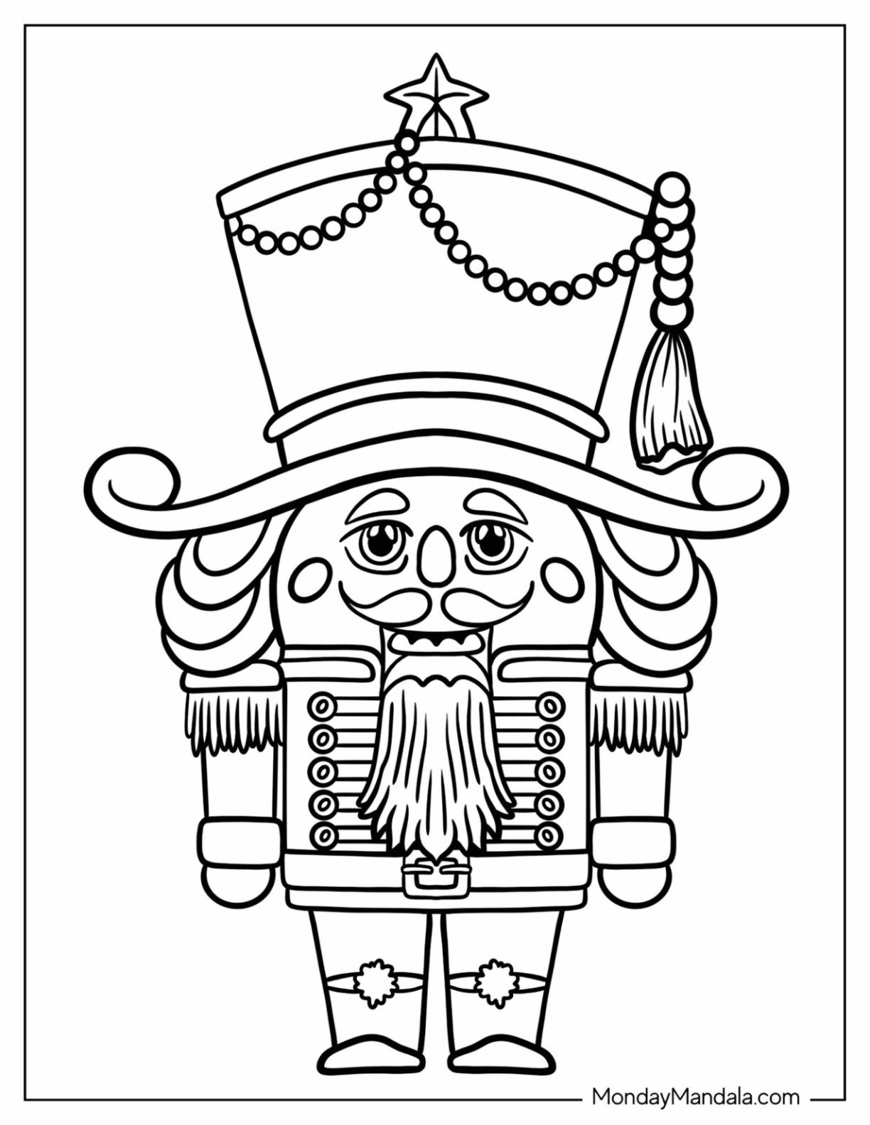 Chibi Nutcracker Coloring Page With A Large Hat And Long Beard For Preschoolers