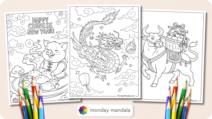 Chinese New Year Coloring Pages Featured Image