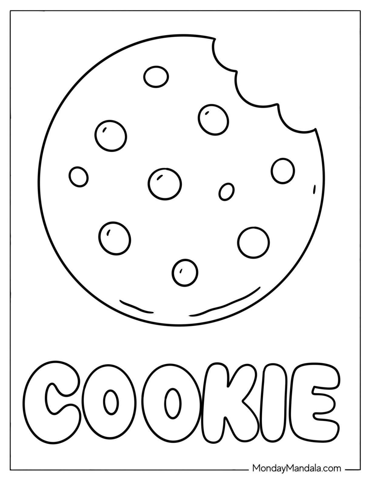 Chocolate Chip Cookie Coloring Page for Toddlers