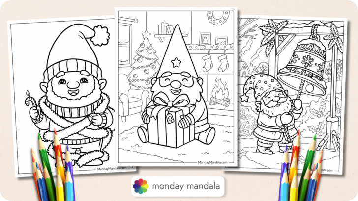 Christmas Gnome Coloring Pages Featured Image