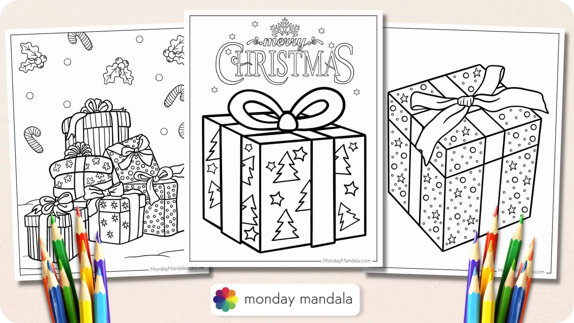 Christmas Gift Box Coloring Pages 