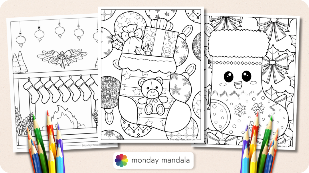 26 Christmas Stocking Coloring Pages (Free Printables)