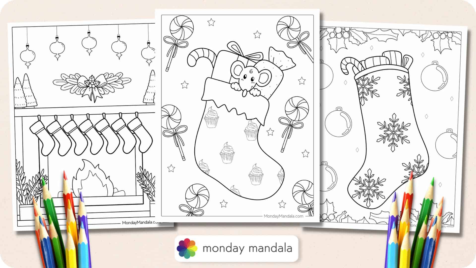 christmas stocking coloring pages to print