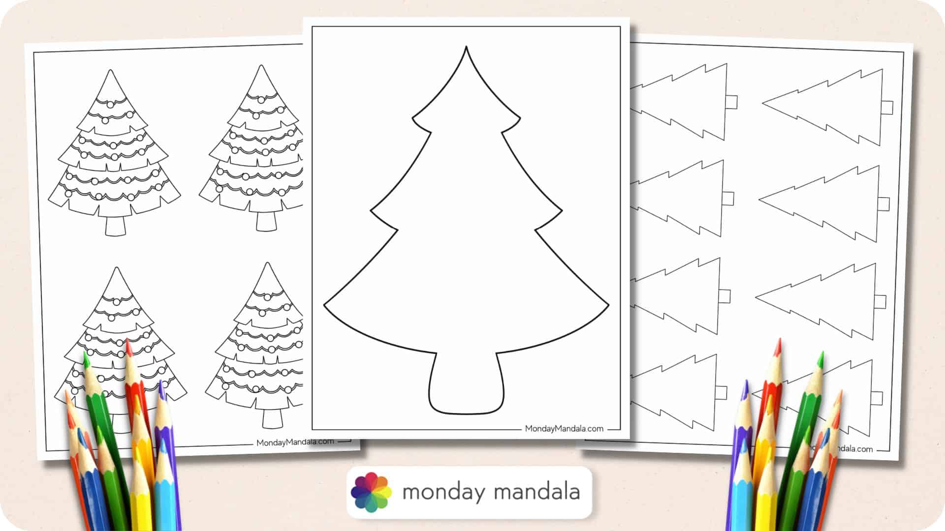 Colorful Christmas Tree Printable Gift Tags (Instant Download)