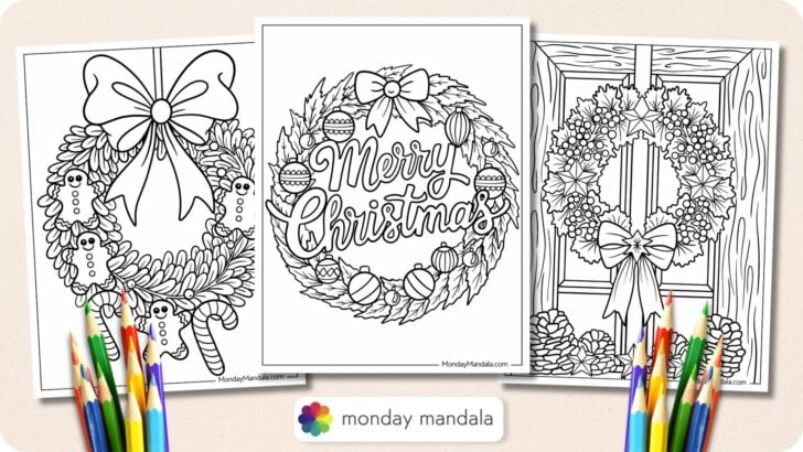 Christmas Wreath Coloring Pages Featured Image