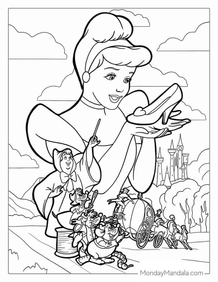 Free Cinderella Coloring Sheets Free Cinderella Coloring Sheets