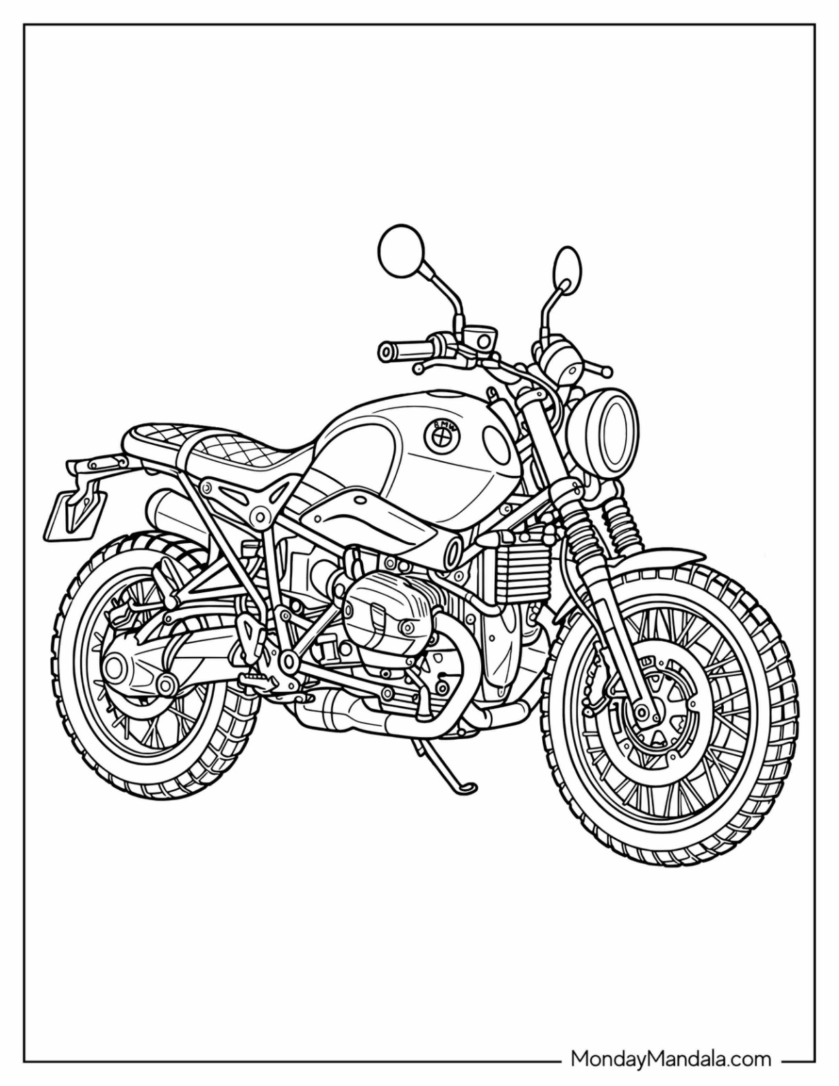 Classic BMW Motorcycle Coloring Page