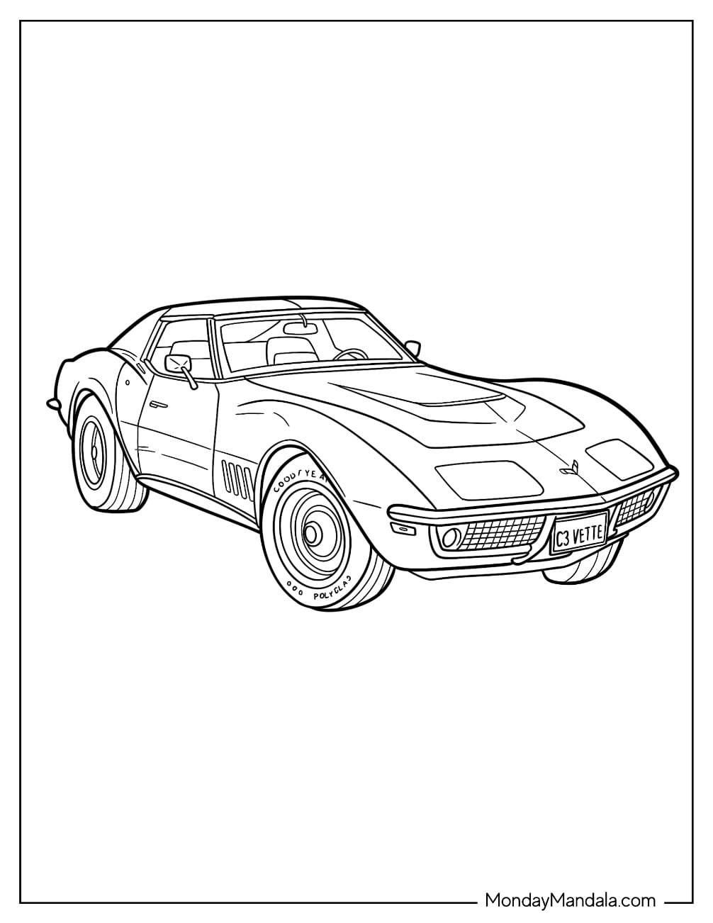 Classic C3 Chevrolet Corvette Sports Car Coloring Page