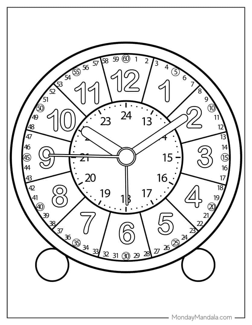 Clock Coloring Sheets At Vanjohnnyblog Blog