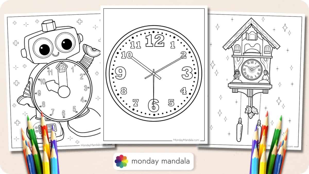 20 Clock Coloring Pages (Free PDF Printables)