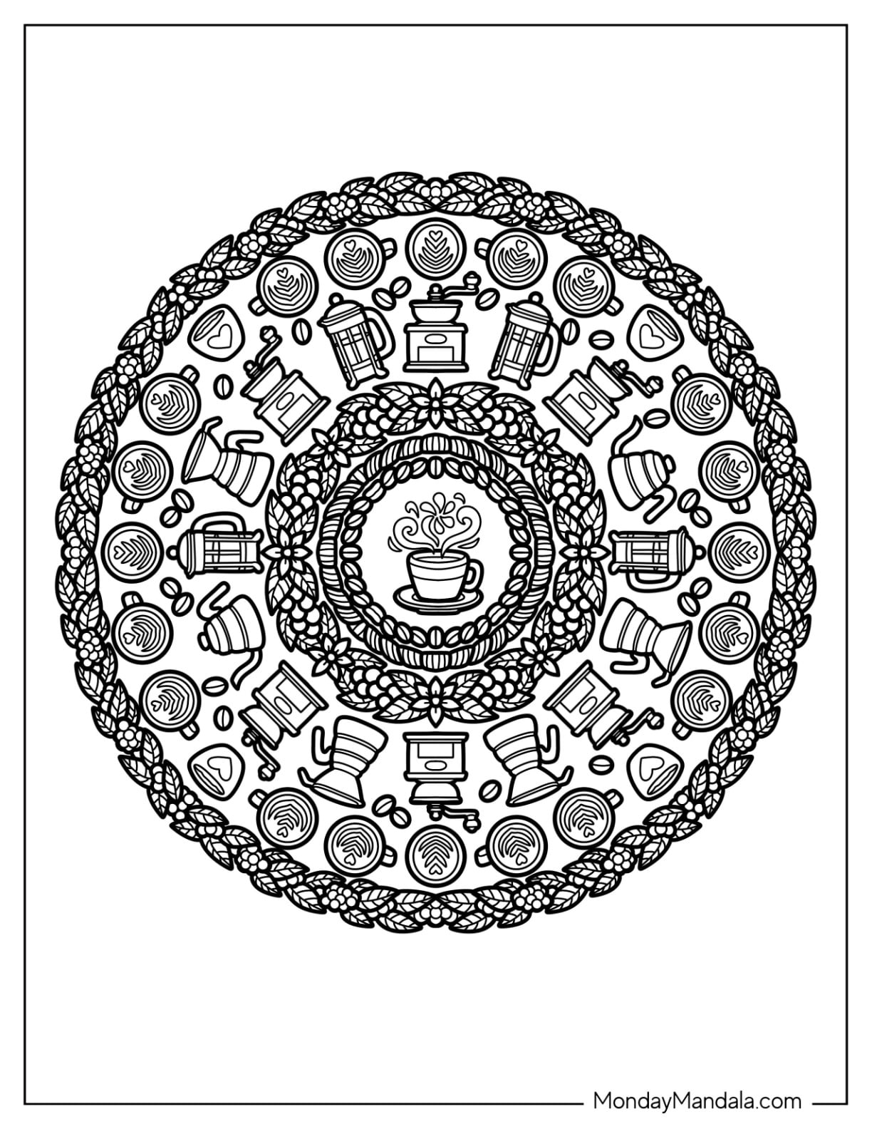 Coffee Cup and Espresso Machine Mandala