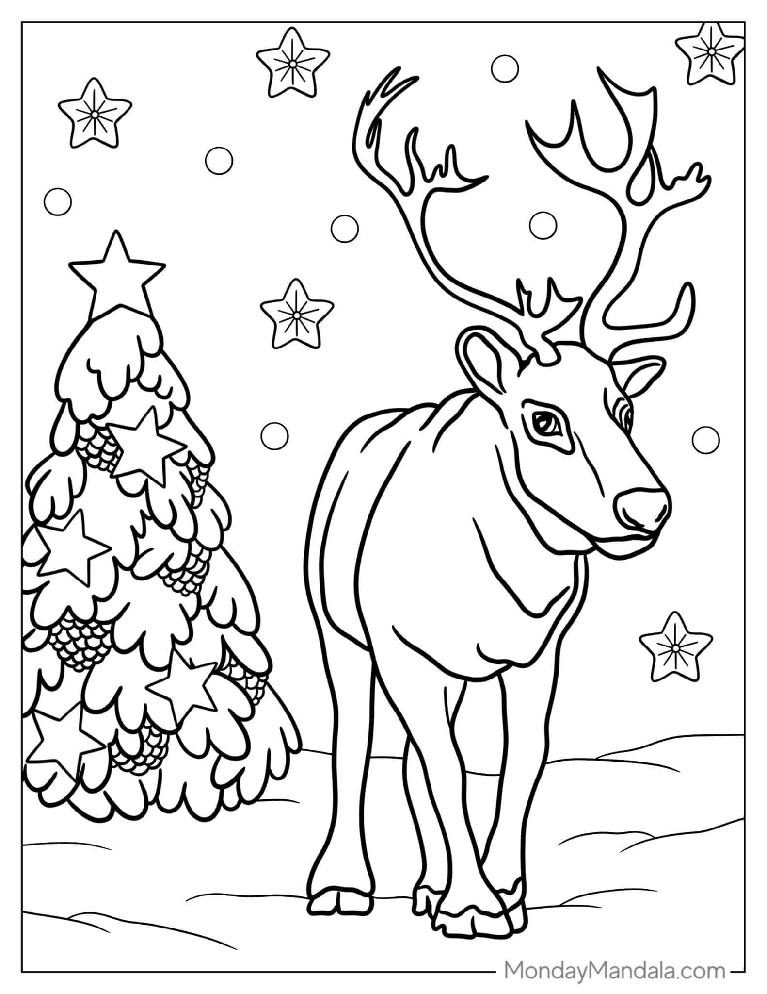 Christmas Reindeer Coloring Page