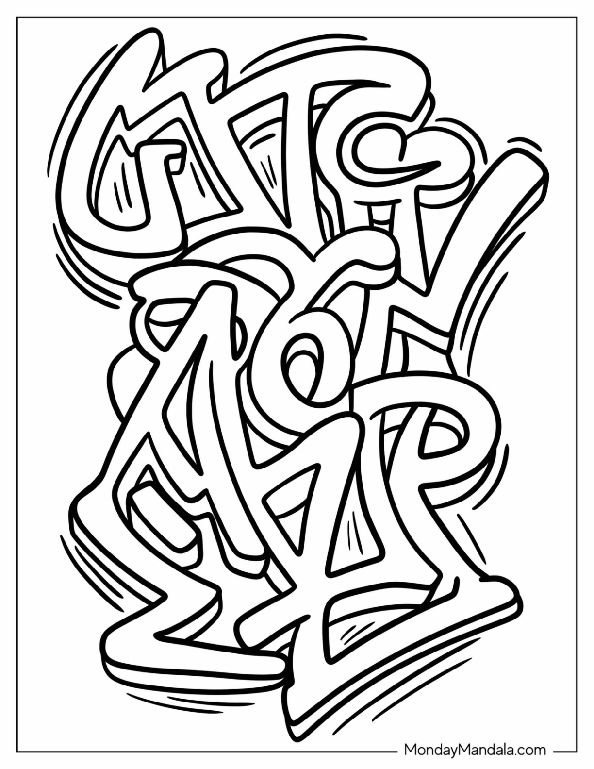 Free Printable Graffiti Coloring Pages 2025 All For One