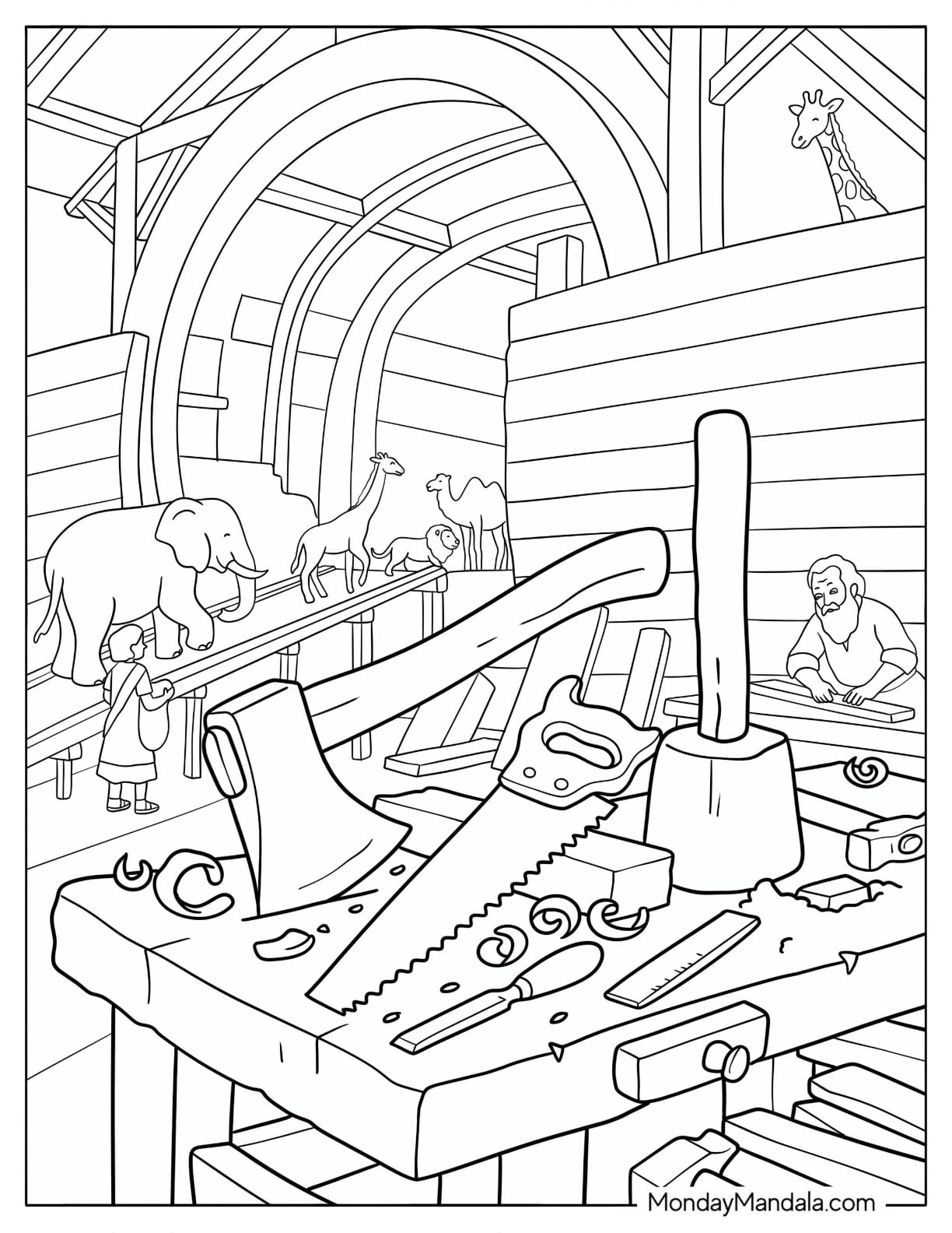 Construction Materials for Noah s Ark Coloring Page