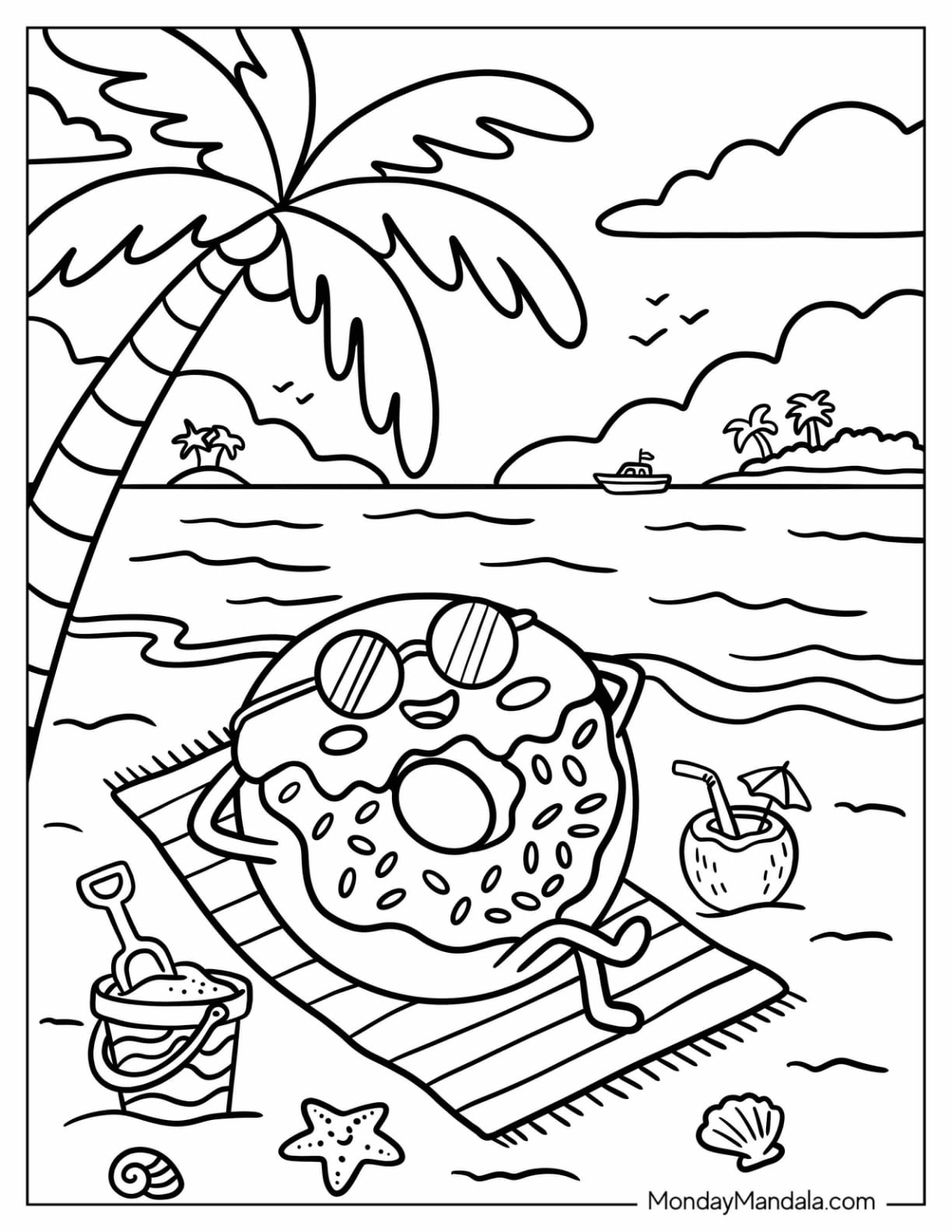 Cool Donut Sunbathing at the Beach