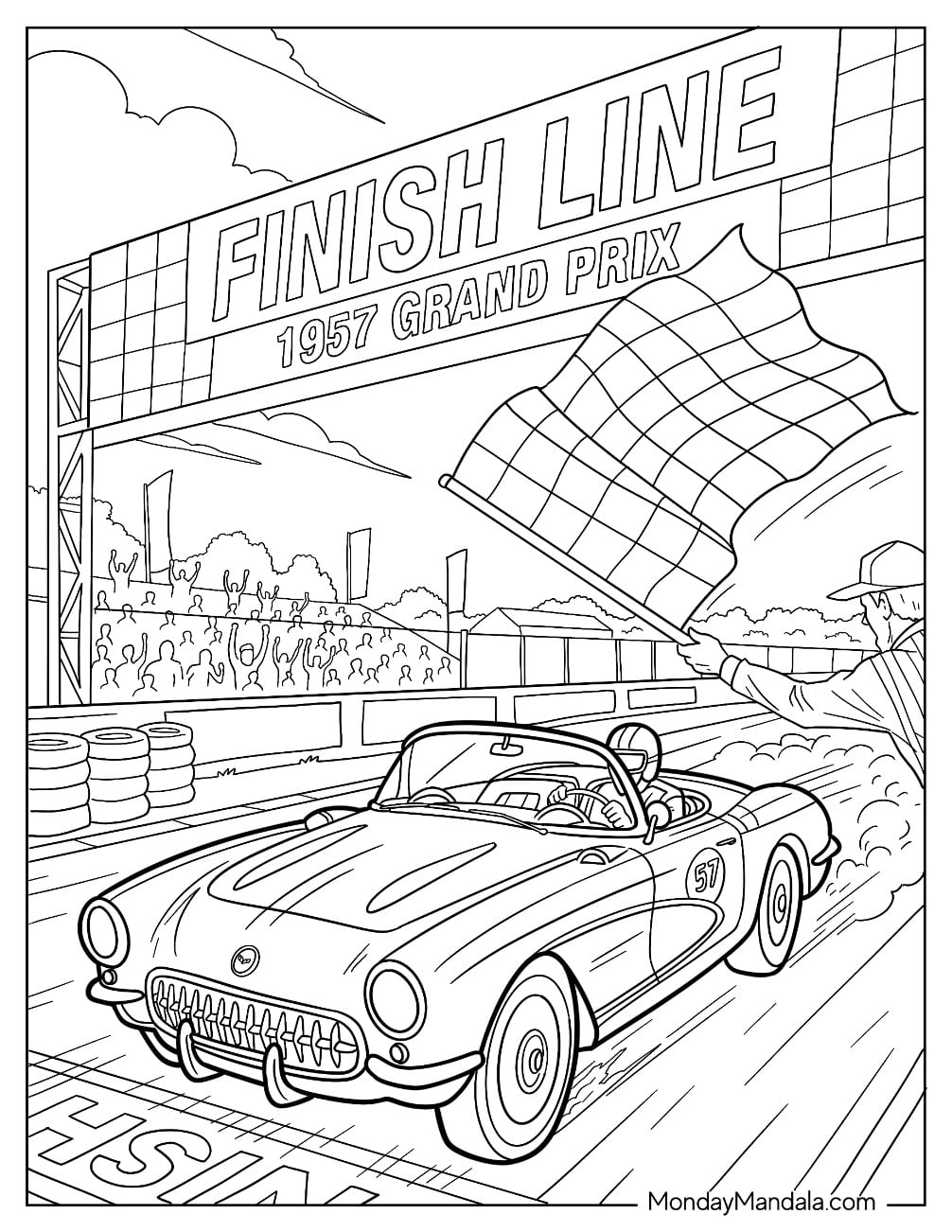 Corvette Race Car Crossing the Finish Line