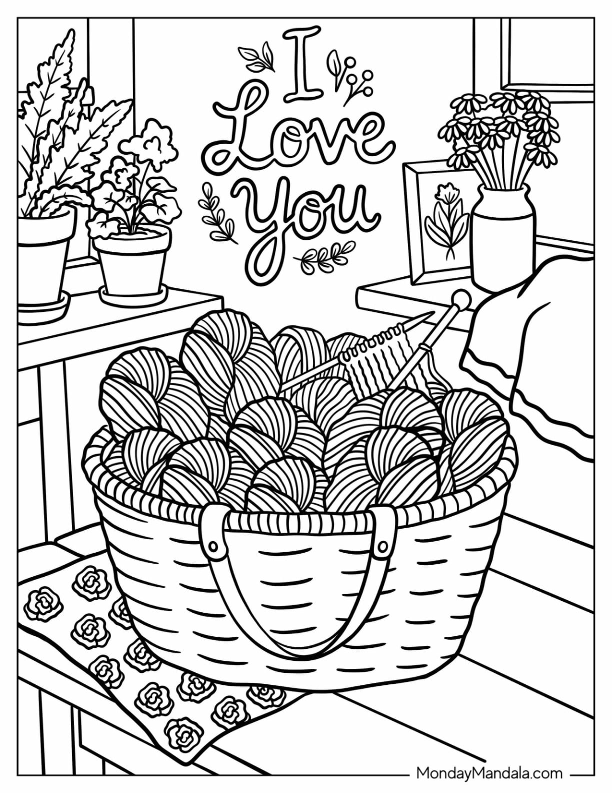 Cozy I Love You Basket of Yarn