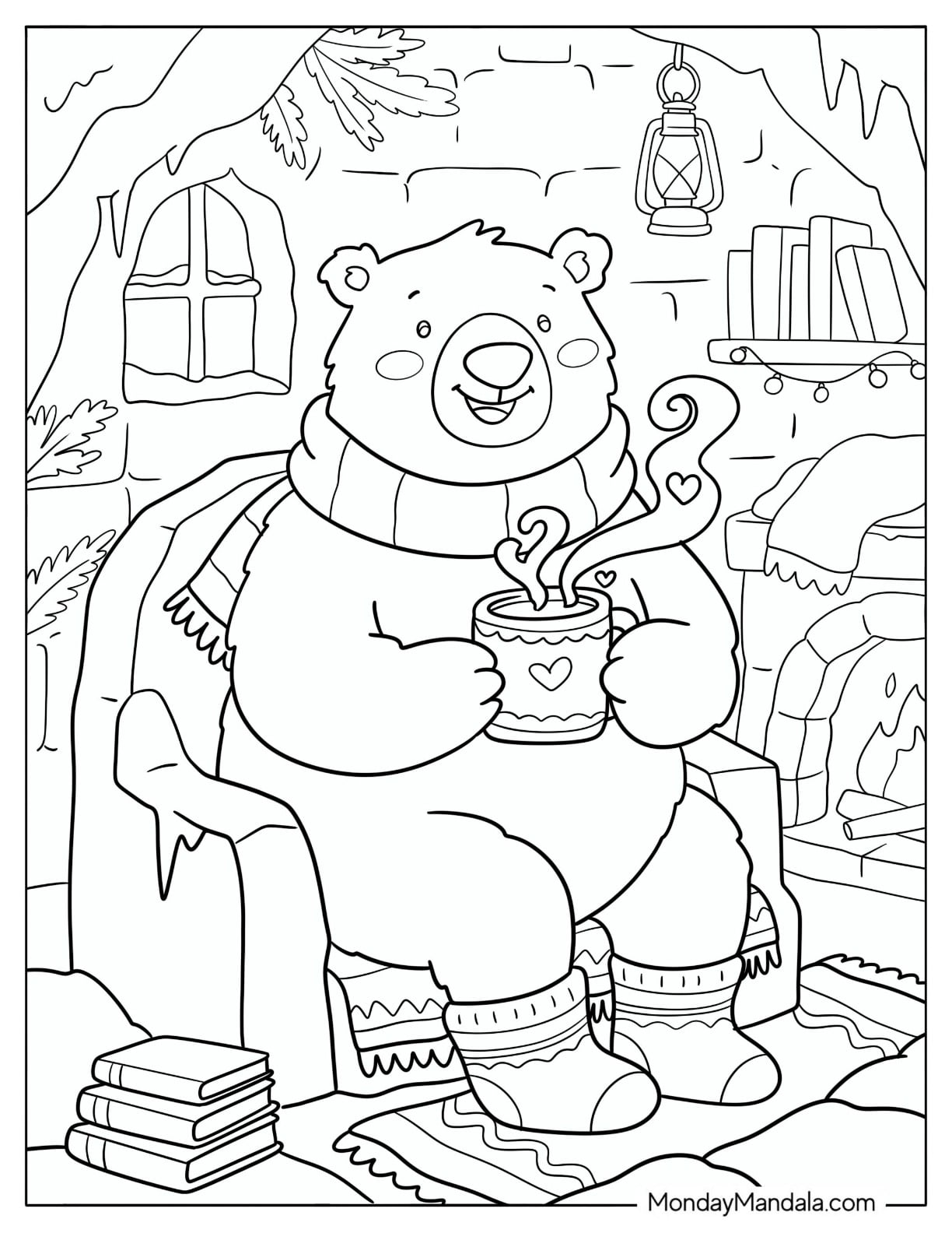 Cozy Polar Bear Holding a Steaming Mug of Coffee