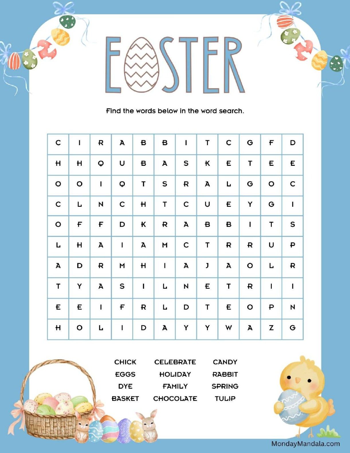 Cozy Watercolor Easter Word Search