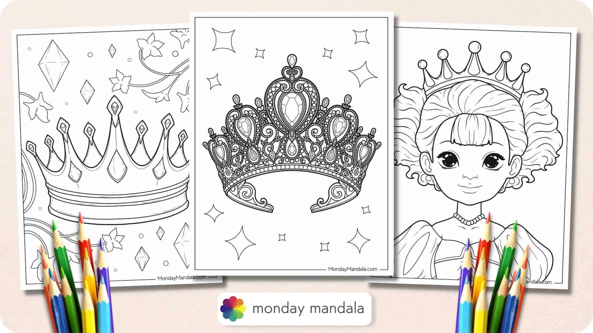 princess crown coloring pages for kids