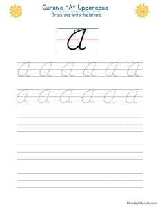 10 Cursive A Worksheets (Free Letter Writing Printables)