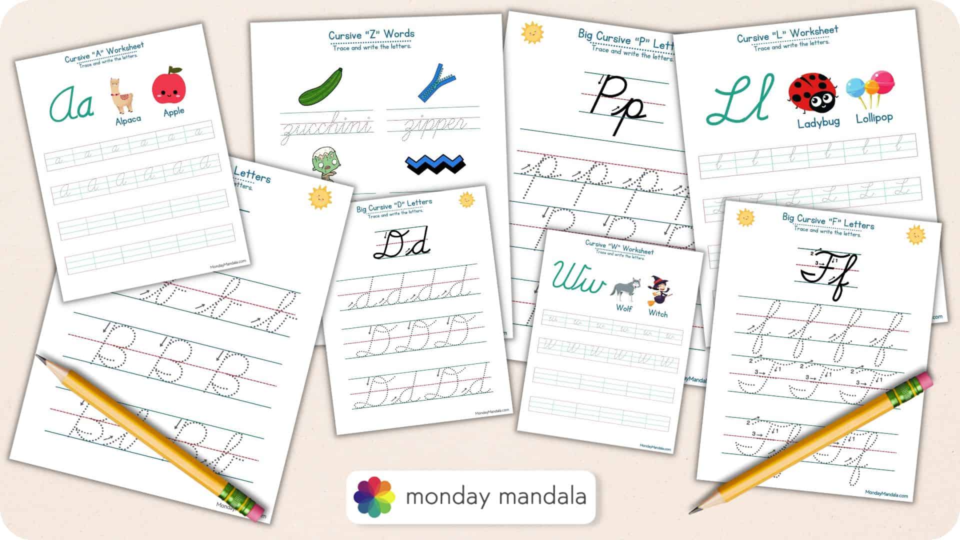 Cursive Alphabet Worksheets (Free PDF Printables A - Z)