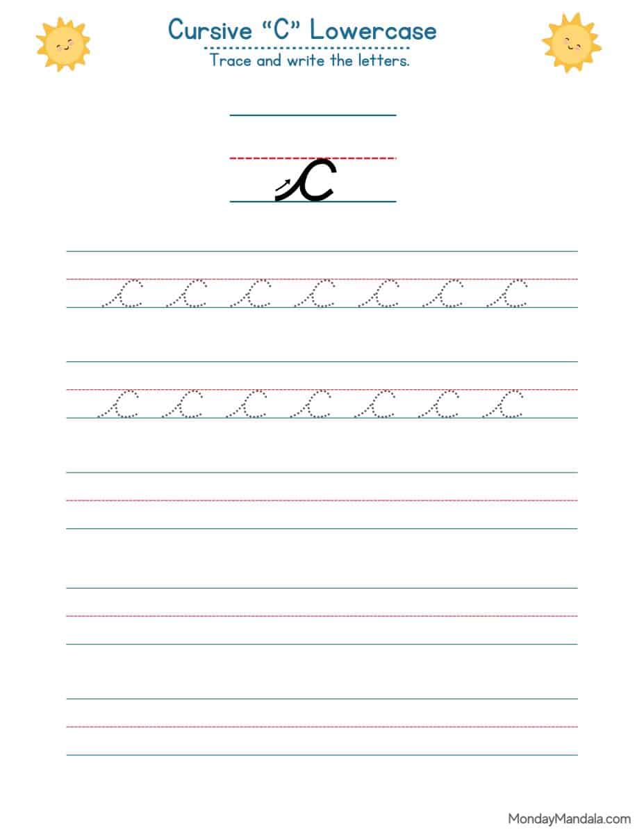 10 Cursive C Worksheets (Free Letter Writing Printables)