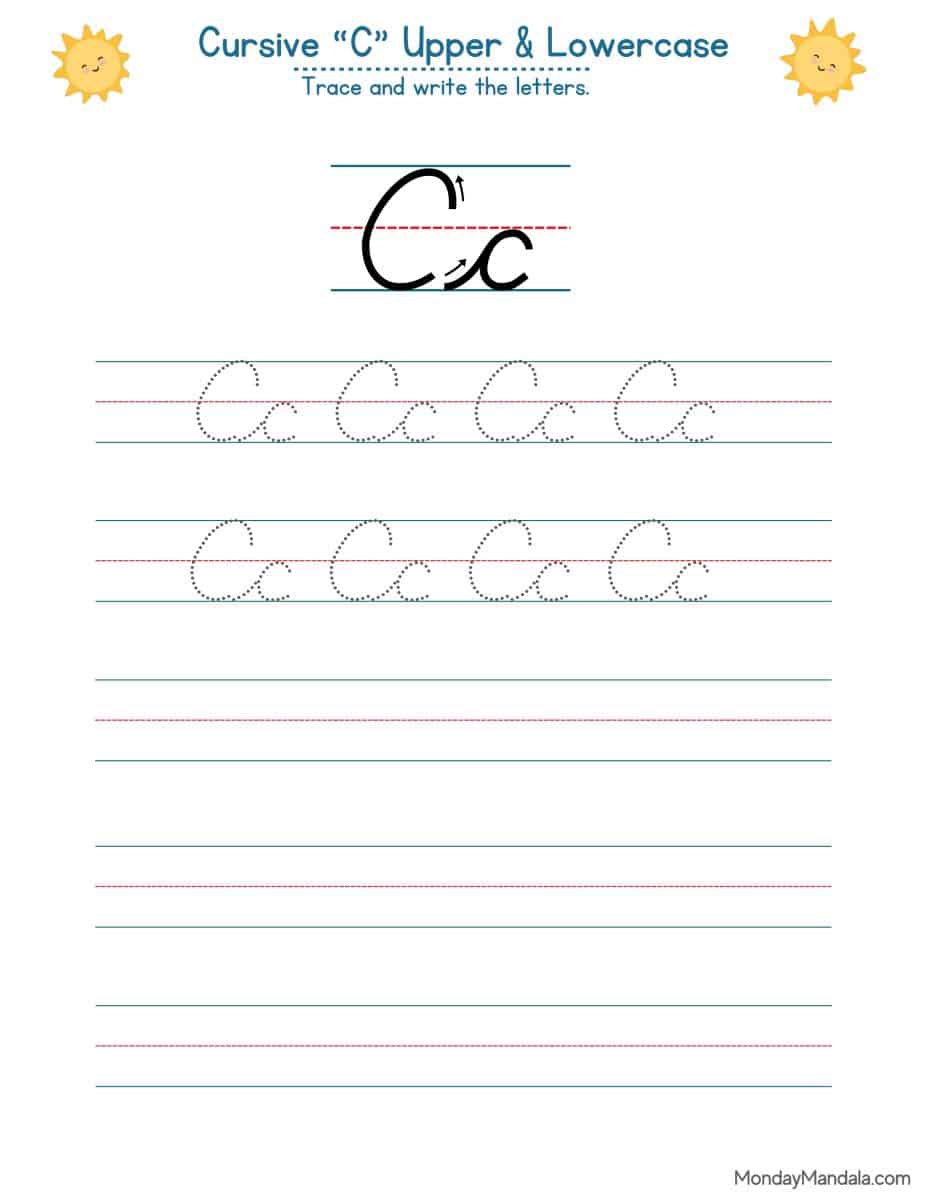 10 Cursive C Worksheets (Free Letter Writing Printables)