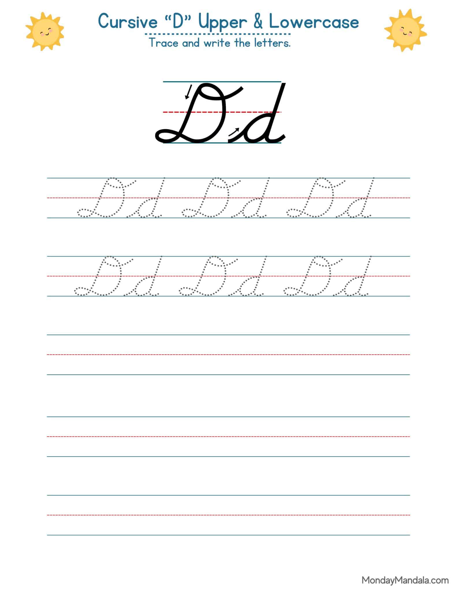 10 Cursive D Worksheets (Free Letter Writing Printables)