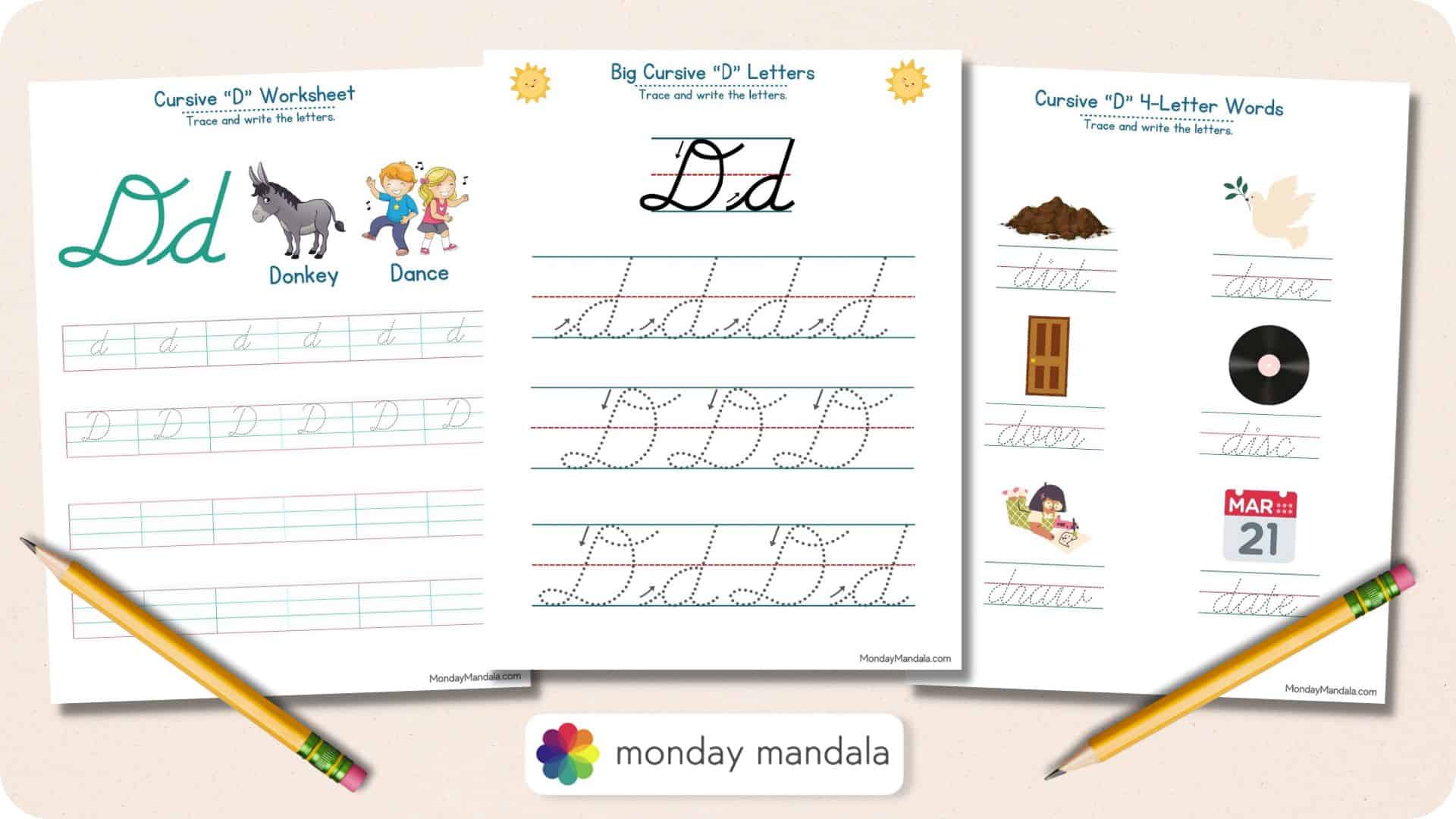 10 Cursive D Worksheets (Free Letter Writing Printables)