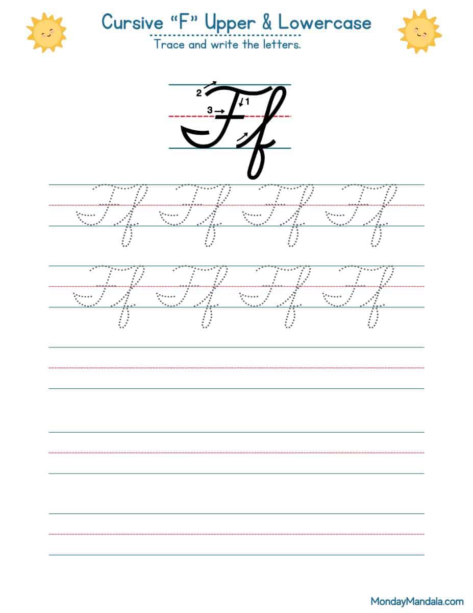 10 Cursive F Worksheets (Free Letter Writing Printables)