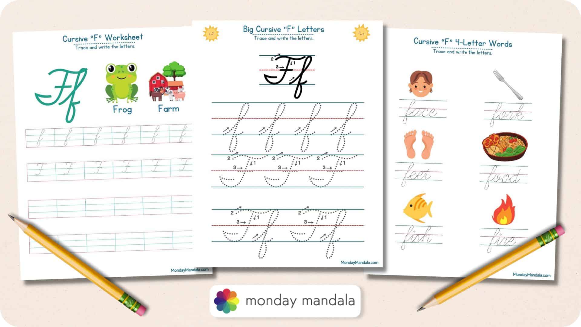 10 Cursive F Worksheets (Free Letter Writing Printables)