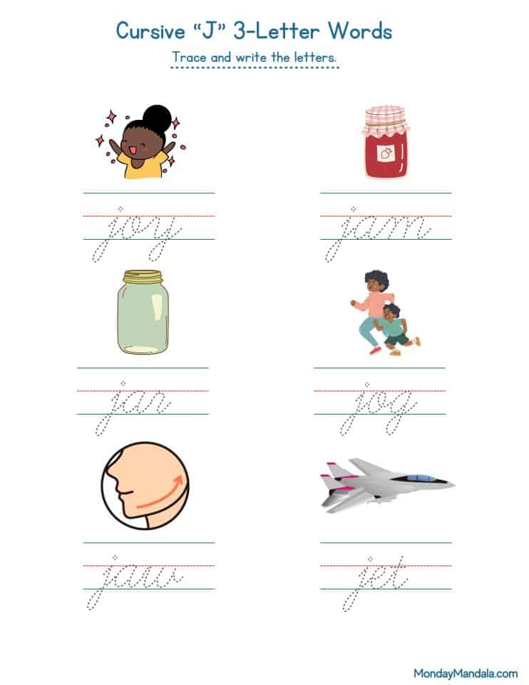 Cursive j worksheet