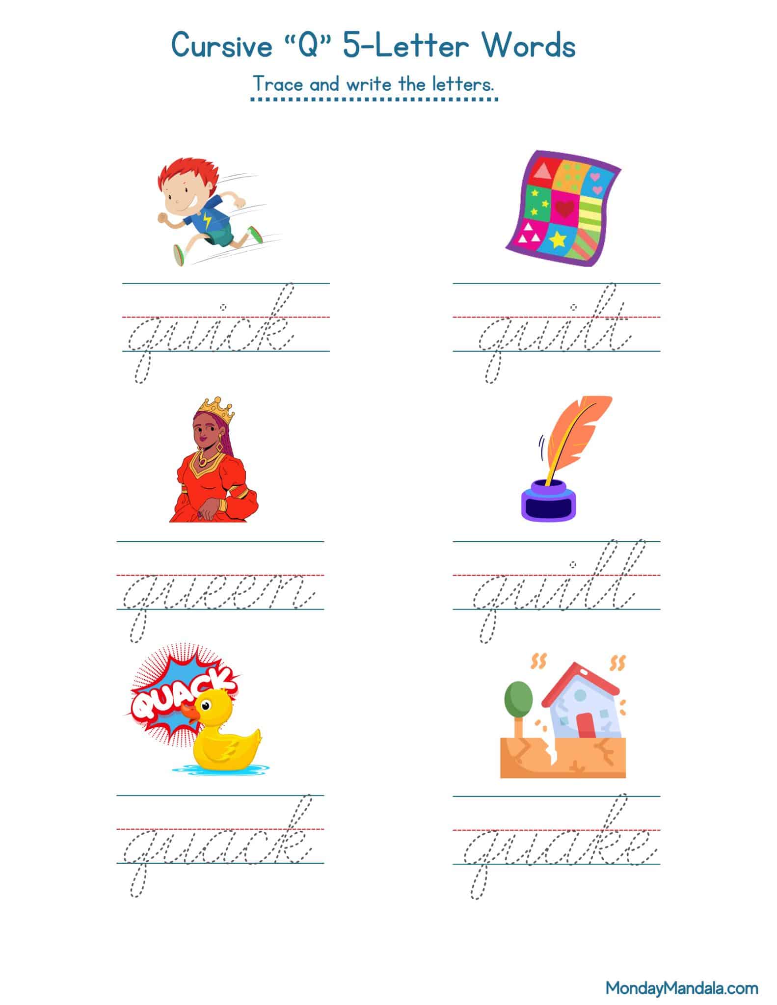 10 Cursive Q Worksheets (Free Letter Writing Printables)