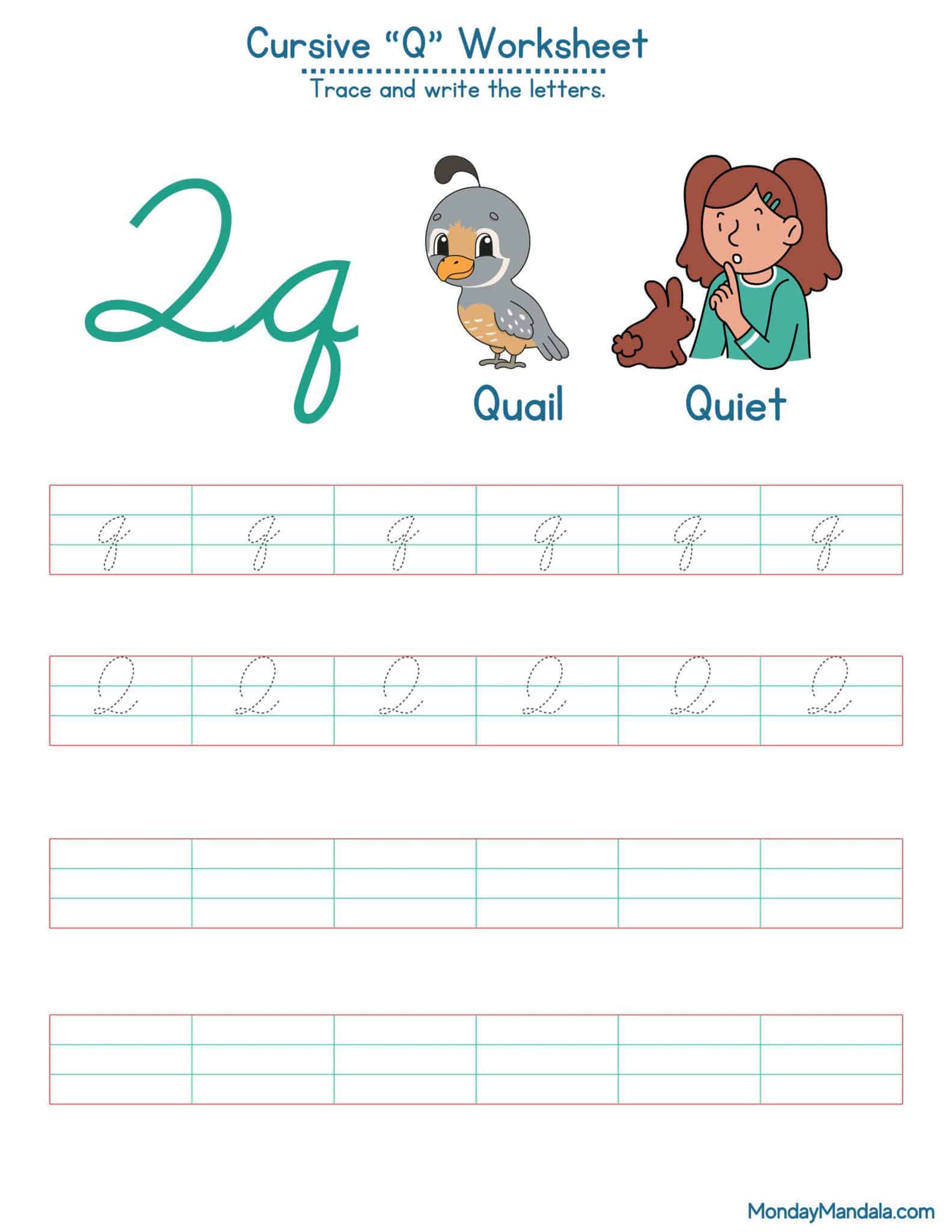 10 Cursive Q Worksheets (Free Letter Writing Printables)