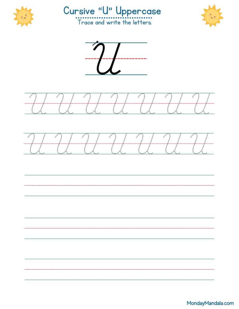 10 Cursive U Worksheets (Free Letter Writing Printables)