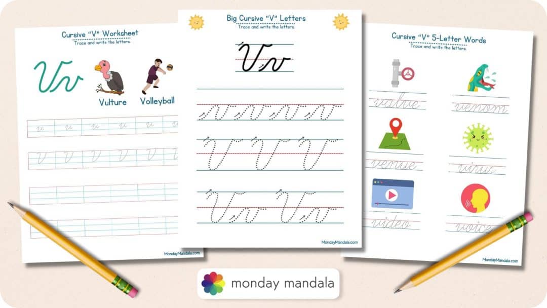10 Cursive V Worksheets (Free Letter Writing Printables)